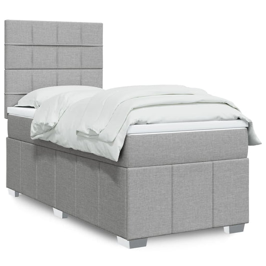 Boxspring met matras stof lichtgrijs 90x190 cm Bedden & bedframes | Creëer jouw Trendy Thuis | Gratis bezorgd & Retour | Trendy.nl