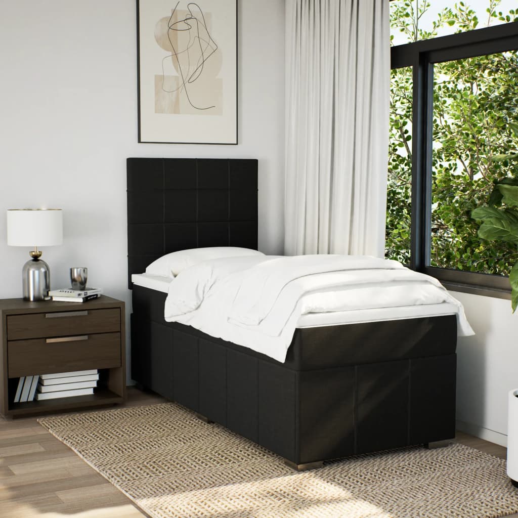 Boxspring met matras stof zwart 90x190 cm Bedden & bedframes | Creëer jouw Trendy Thuis | Gratis bezorgd & Retour | Trendy.nl