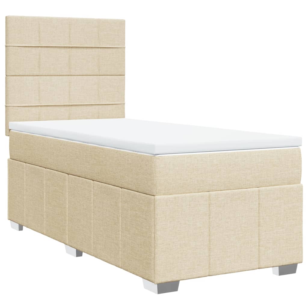 Boxspring met matras stof crèmekleurig 90x190 cm