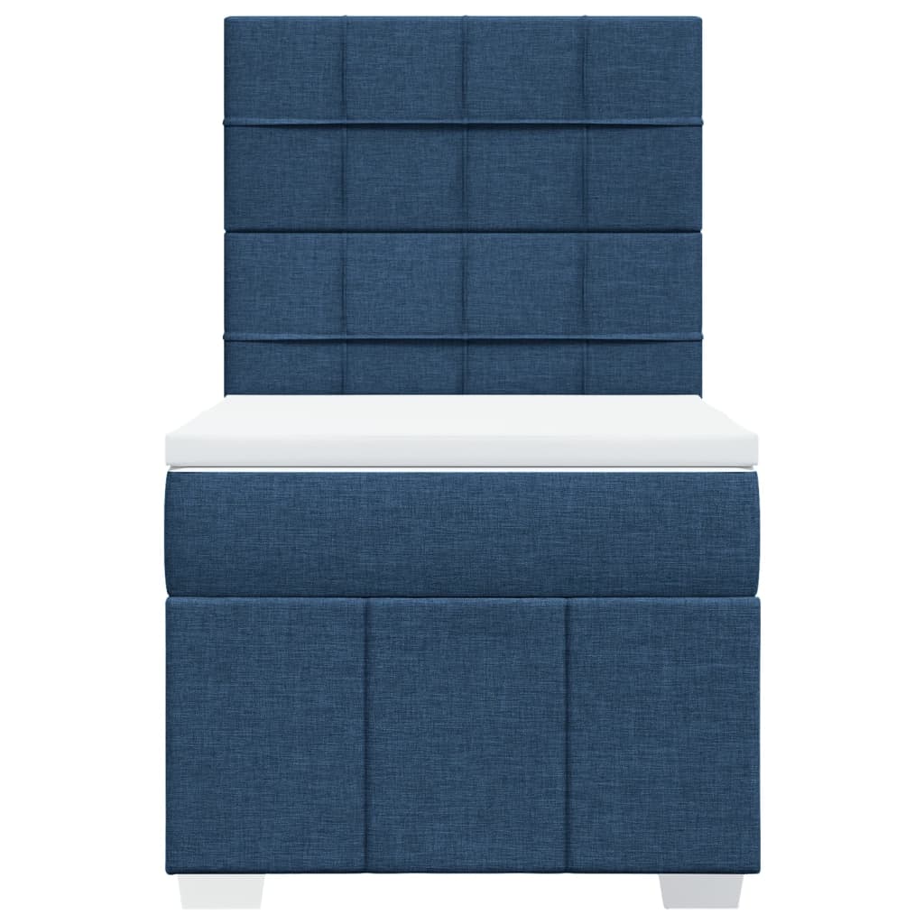 Boxspring met matras stof blauw 90x190 cm