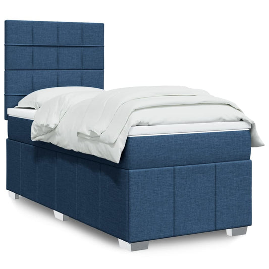 Boxspring met matras stof blauw 90x190 cm Bedden & bedframes | Creëer jouw Trendy Thuis | Gratis bezorgd & Retour | Trendy.nl