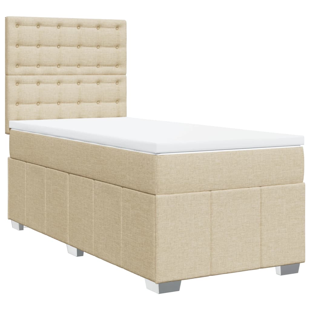 Boxspring met matras stof crèmekleurig 90x190 cm Bedden & bedframes | Creëer jouw Trendy Thuis | Gratis bezorgd & Retour | Trendy.nl