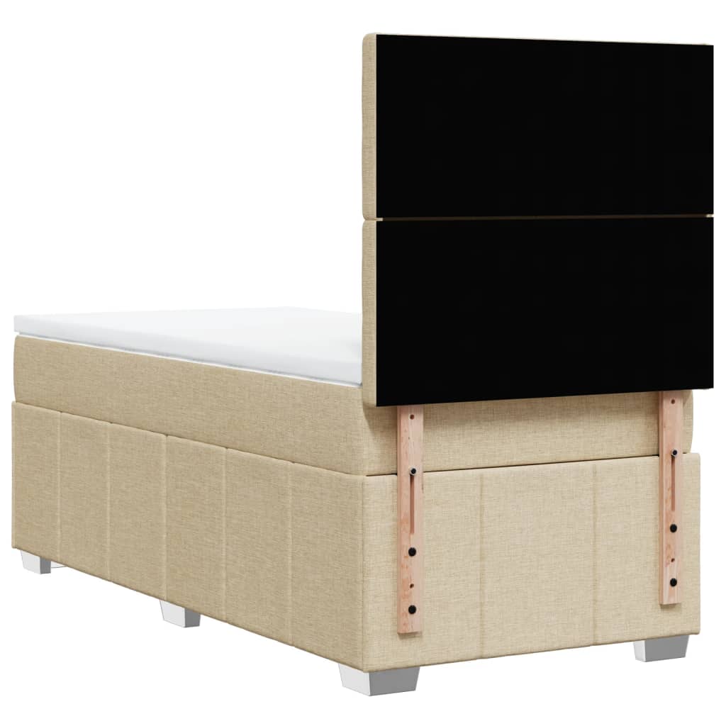 Boxspring met matras stof crèmekleurig 90x190 cm Bedden & bedframes | Creëer jouw Trendy Thuis | Gratis bezorgd & Retour | Trendy.nl