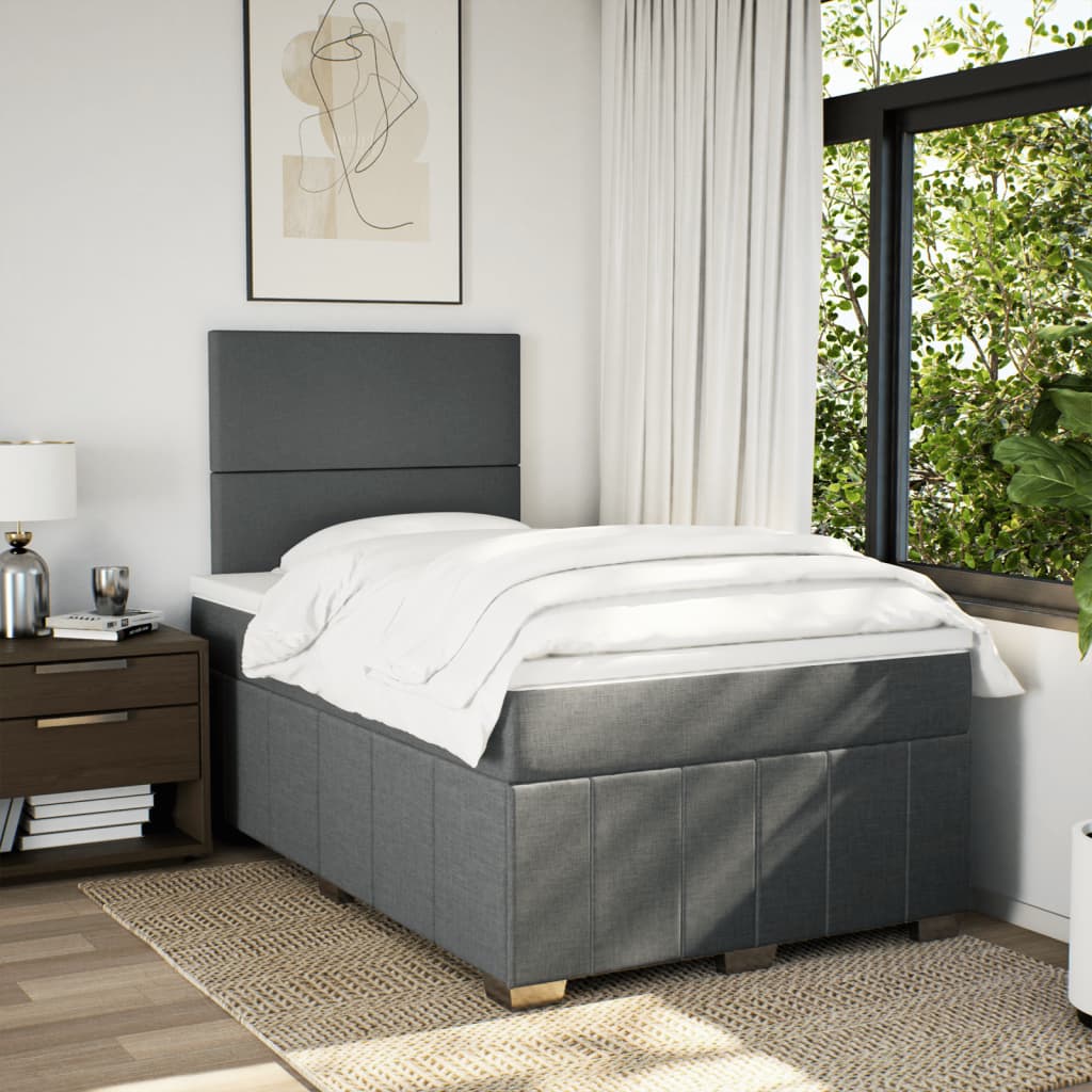 Boxspring met matras stof donkergrijs 120x190 cm Bedden & bedframes | Creëer jouw Trendy Thuis | Gratis bezorgd & Retour | Trendy.nl