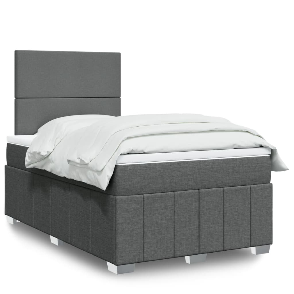 Boxspring met matras stof donkergrijs 120x190 cm Bedden & bedframes | Creëer jouw Trendy Thuis | Gratis bezorgd & Retour | Trendy.nl