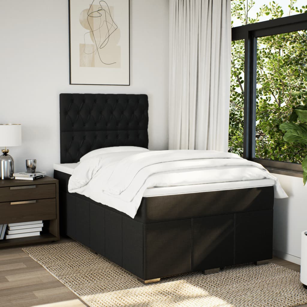 Boxspring met matras stof zwart 120x190 cm Bedden & bedframes | Creëer jouw Trendy Thuis | Gratis bezorgd & Retour | Trendy.nl