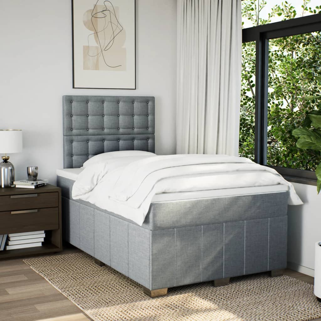 Boxspring met matras stof lichtgrijs 120x190 cm Bedden & bedframes | Creëer jouw Trendy Thuis | Gratis bezorgd & Retour | Trendy.nl