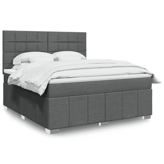 Boxspring met matras stof donkergrijs 180x200 cm Bedden & bedframes | Creëer jouw Trendy Thuis | Gratis bezorgd & Retour | Trendy.nl