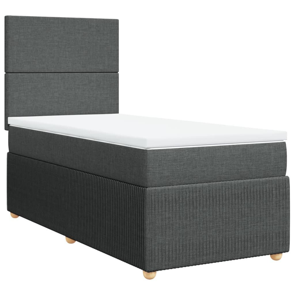 Boxspring met matras stof donkergrijs 90x190 cm Bedden & bedframes | Creëer jouw Trendy Thuis | Gratis bezorgd & Retour | Trendy.nl