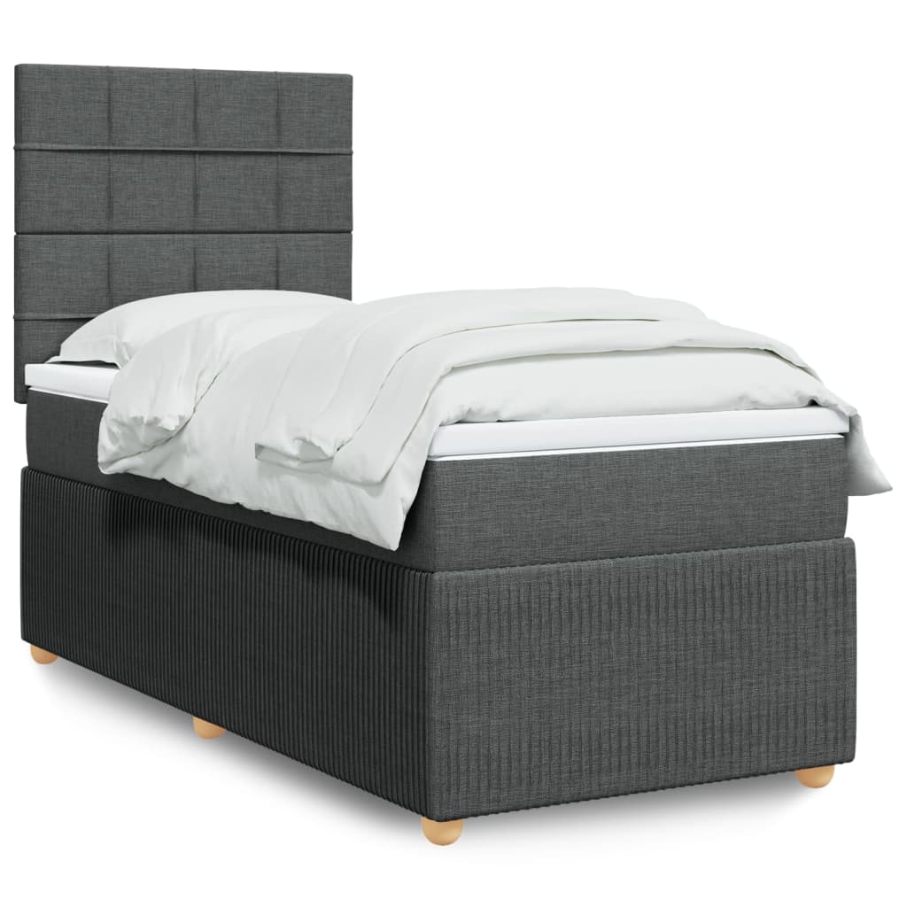 Boxspring met matras stof donkergrijs 90x190 cm Bedden & bedframes | Creëer jouw Trendy Thuis | Gratis bezorgd & Retour | Trendy.nl