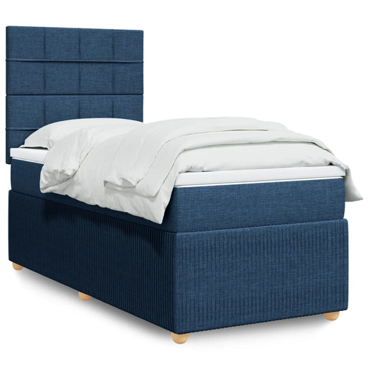 Boxspring met matras stof blauw 90x190 cm Bedden & bedframes | Creëer jouw Trendy Thuis | Gratis bezorgd & Retour | Trendy.nl