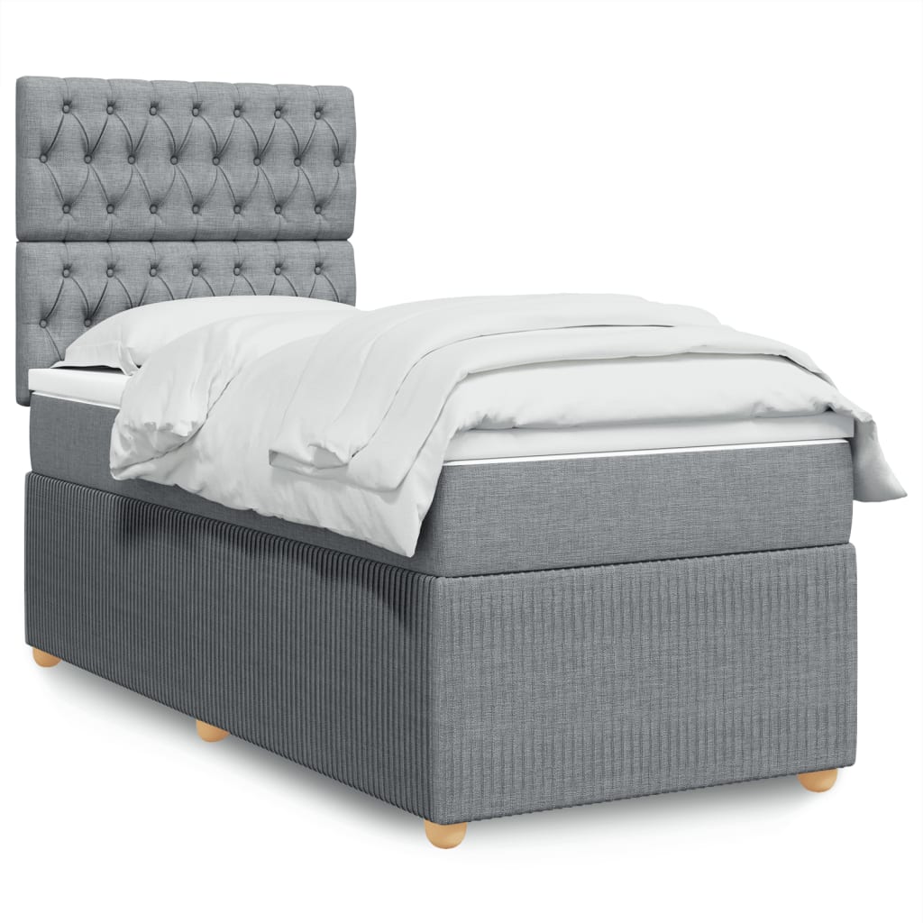 Boxspring met matras stof lichtgrijs 90x190 cm Bedden & bedframes | Creëer jouw Trendy Thuis | Gratis bezorgd & Retour | Trendy.nl