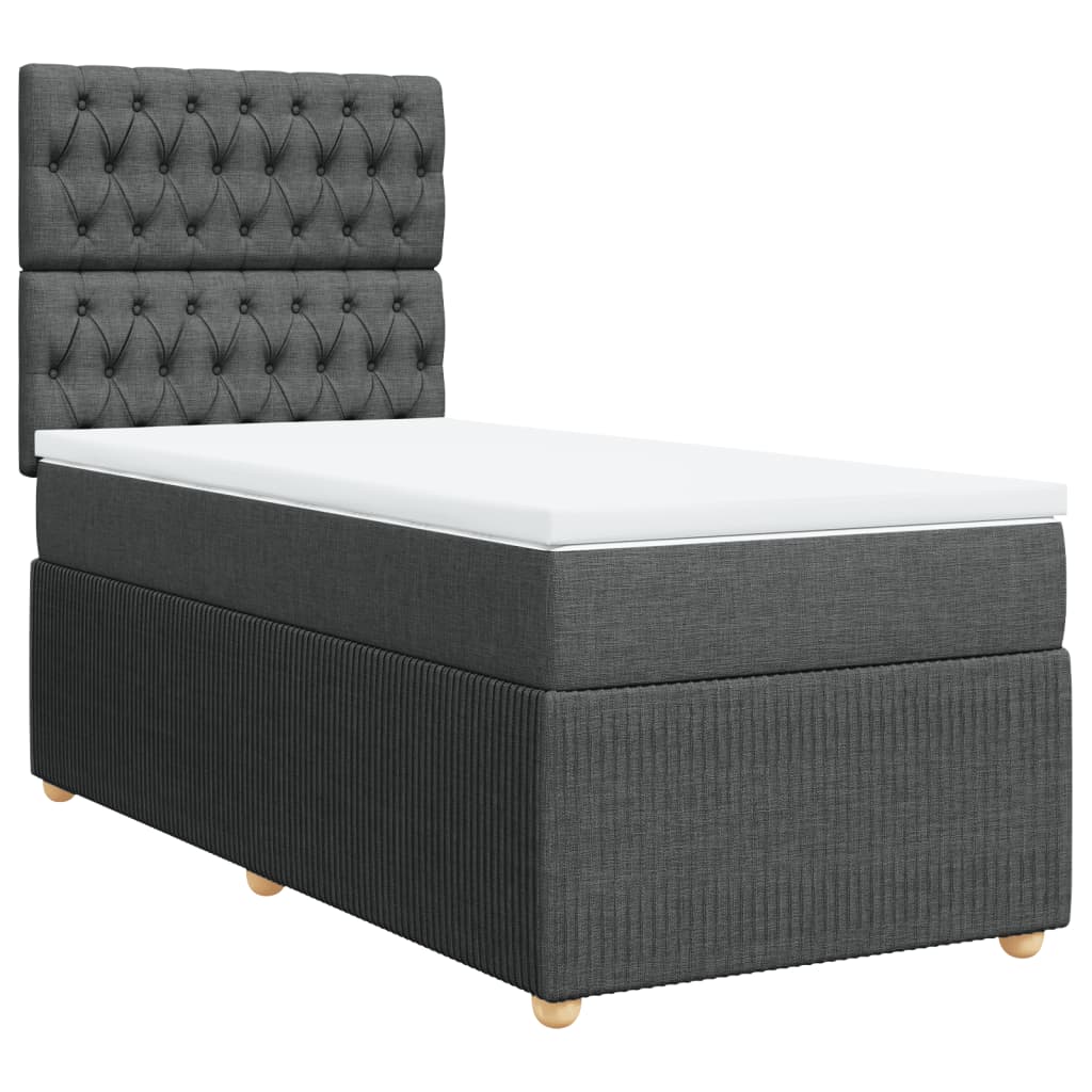 Boxspring met matras stof donkergrijs 90x190 cm Bedden & bedframes | Creëer jouw Trendy Thuis | Gratis bezorgd & Retour | Trendy.nl