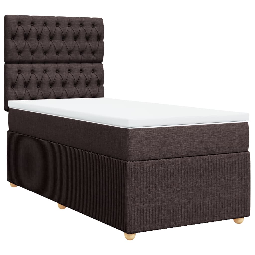 Boxspring met matras stof donkerbruin 90x190 cm Bedden & bedframes | Creëer jouw Trendy Thuis | Gratis bezorgd & Retour | Trendy.nl