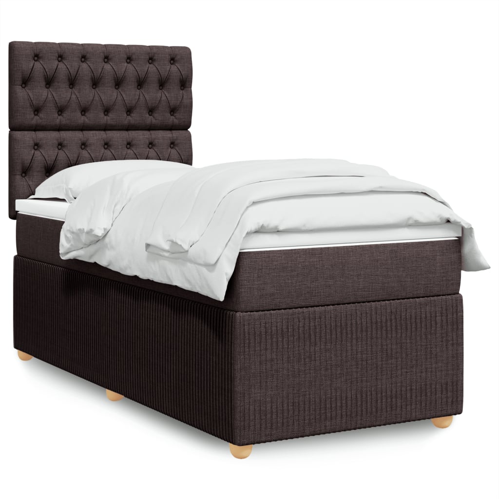 Boxspring met matras stof donkerbruin 90x190 cm Bedden & bedframes | Creëer jouw Trendy Thuis | Gratis bezorgd & Retour | Trendy.nl