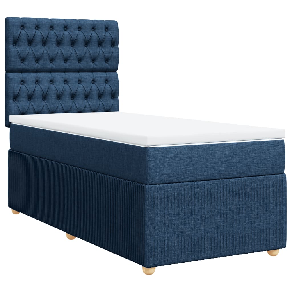 Boxspring met matras stof blauw 90x190 cm Bedden & bedframes | Creëer jouw Trendy Thuis | Gratis bezorgd & Retour | Trendy.nl