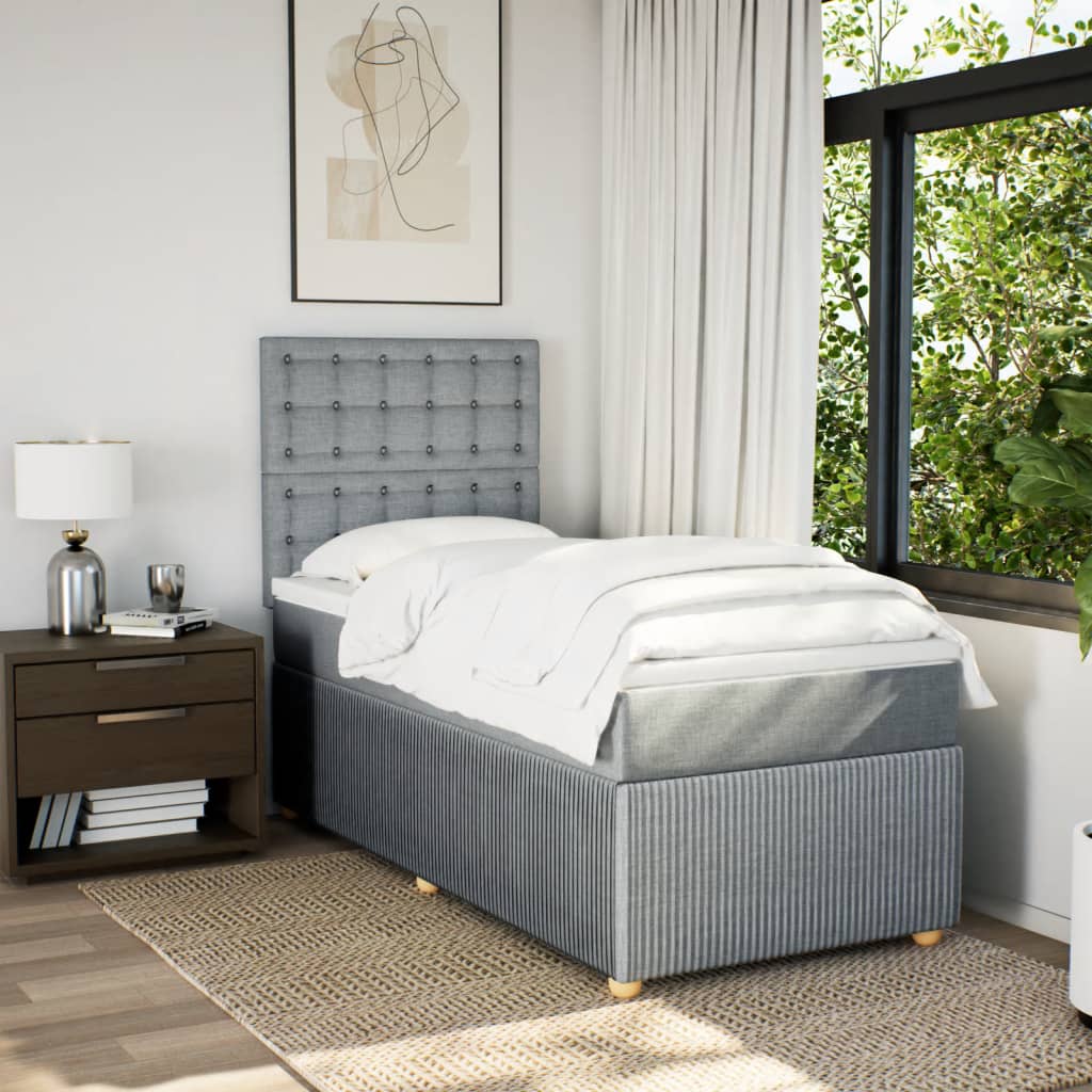 Boxspring met matras stof lichtgrijs 90x190 cm Bedden & bedframes | Creëer jouw Trendy Thuis | Gratis bezorgd & Retour | Trendy.nl