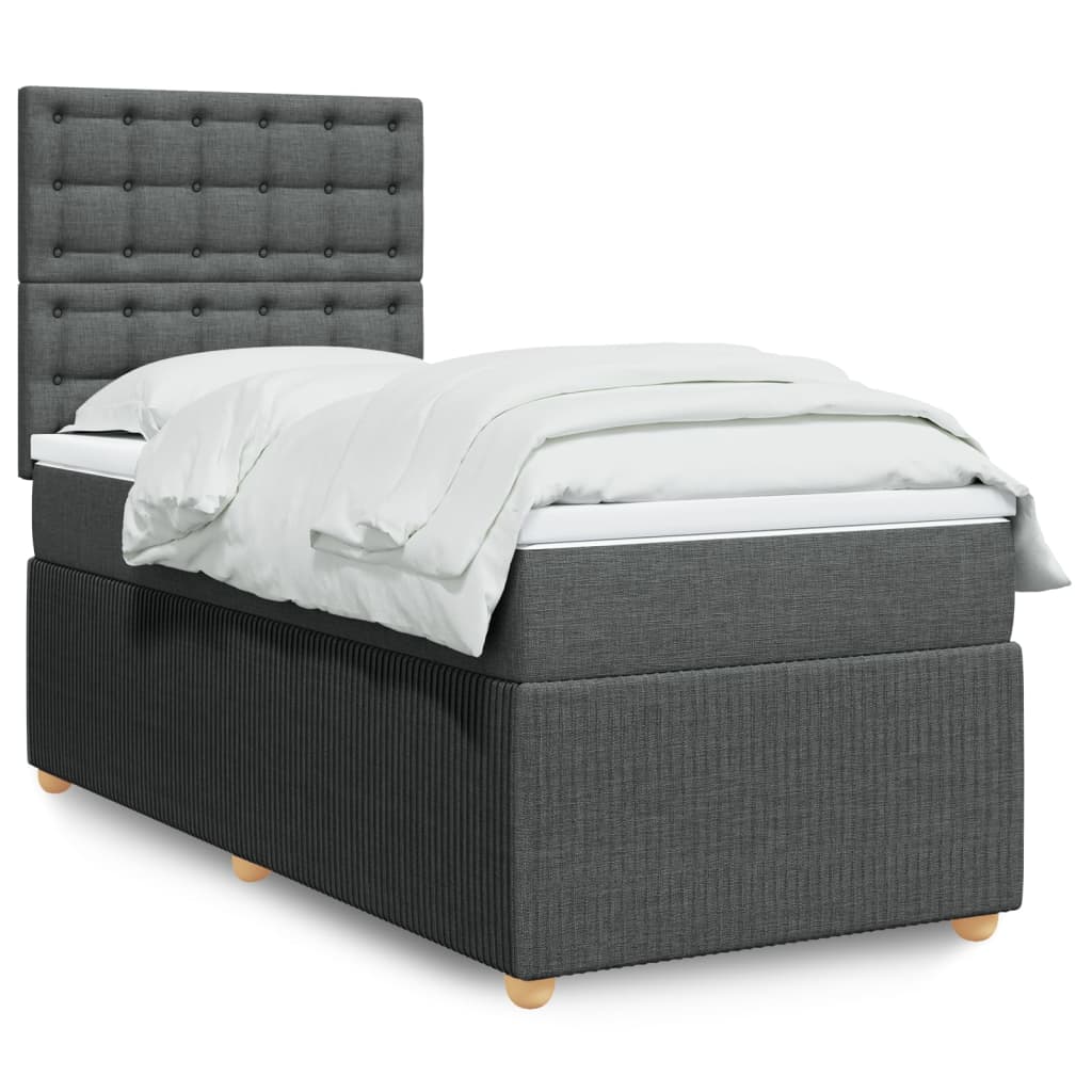 Boxspring met matras stof donkergrijs 90x190 cm Bedden & bedframes | Creëer jouw Trendy Thuis | Gratis bezorgd & Retour | Trendy.nl