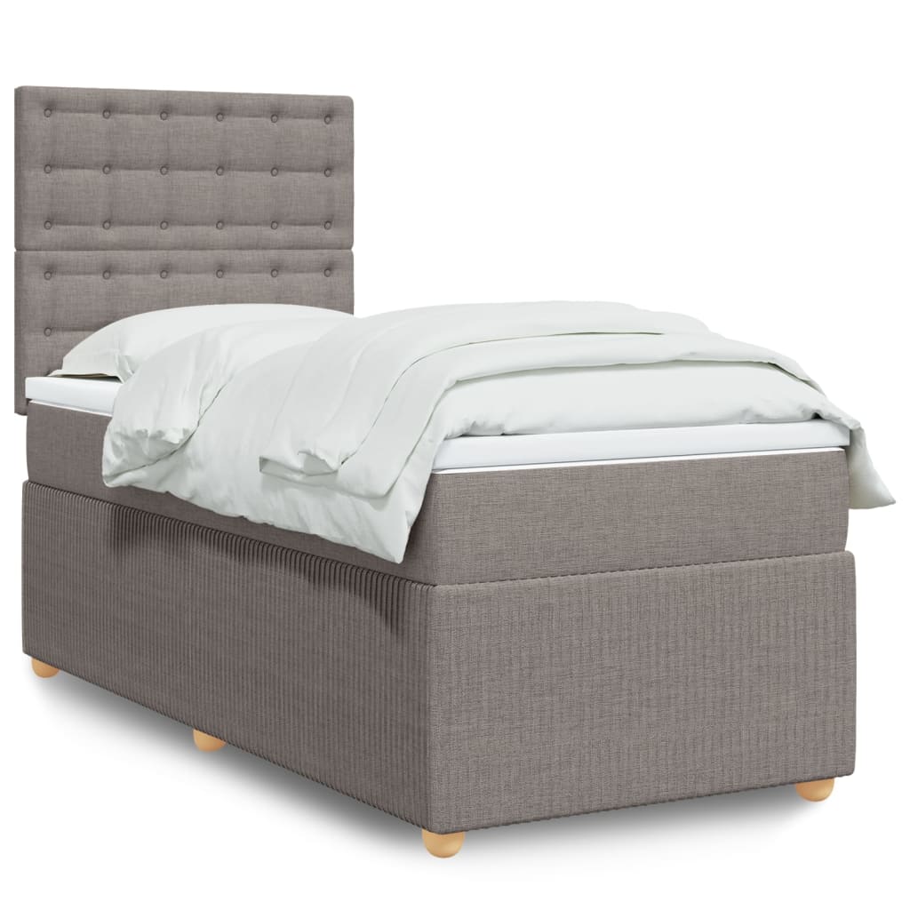 Boxspring met matras stof taupe 90x190 cm Bedden & bedframes | Creëer jouw Trendy Thuis | Gratis bezorgd & Retour | Trendy.nl