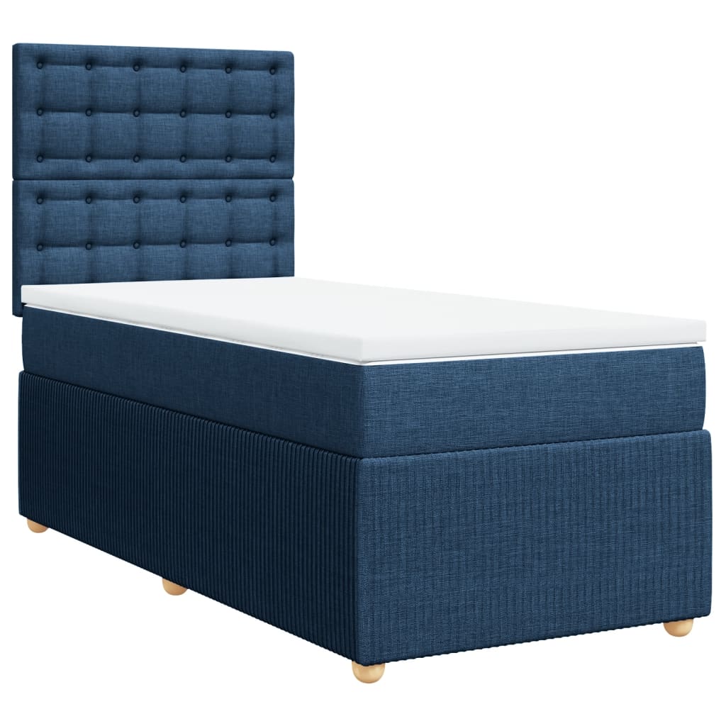 Boxspring met matras stof blauw 90x190 cm Bedden & bedframes | Creëer jouw Trendy Thuis | Gratis bezorgd & Retour | Trendy.nl