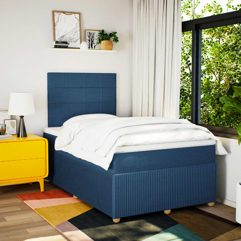 Boxspring met matras stof blauw 120x190 cm Bedden & bedframes | Creëer jouw Trendy Thuis | Gratis bezorgd & Retour | Trendy.nl