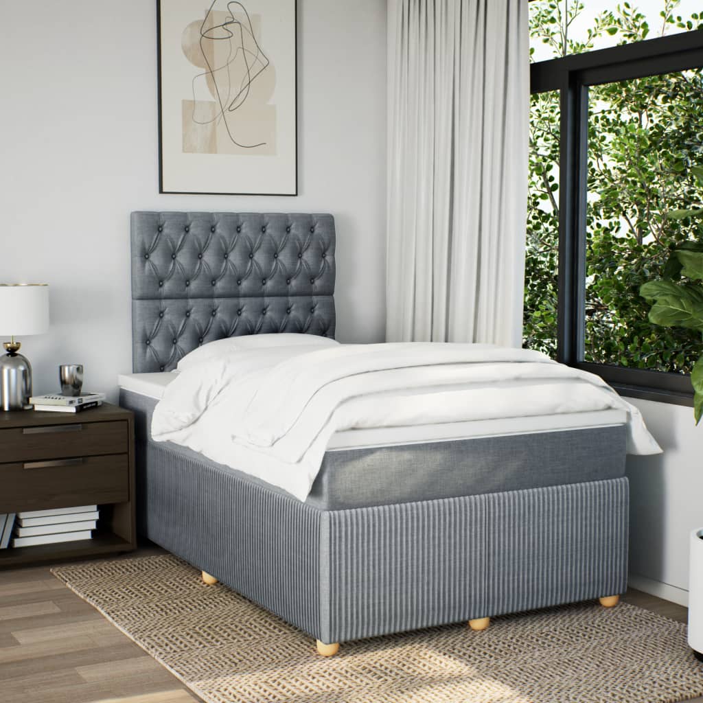 Boxspring met matras stof lichtgrijs 120x190 cm Bedden & bedframes | Creëer jouw Trendy Thuis | Gratis bezorgd & Retour | Trendy.nl