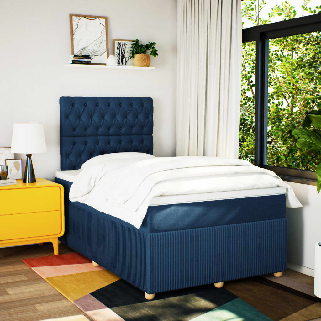 Boxspring met matras stof blauw 120x190 cm Bedden & bedframes | Creëer jouw Trendy Thuis | Gratis bezorgd & Retour | Trendy.nl