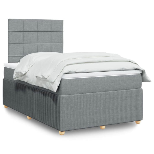 Boxspring met matras stof lichtgrijs 120x200 cm Bedden & bedframes | Creëer jouw Trendy Thuis | Gratis bezorgd & Retour | Trendy.nl