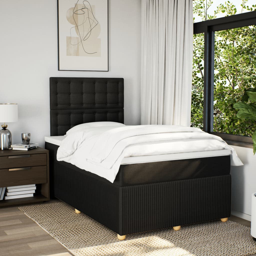 Boxspring met matras stof zwart 120x200 cm Bedden & bedframes | Creëer jouw Trendy Thuis | Gratis bezorgd & Retour | Trendy.nl