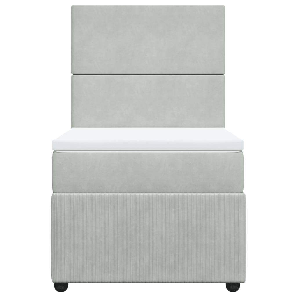 Boxspring met matras fluweel lichtgrijs 90x190 cm Bedden & bedframes | Creëer jouw Trendy Thuis | Gratis bezorgd & Retour | Trendy.nl