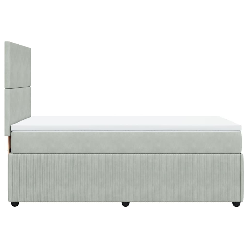 Boxspring met matras fluweel lichtgrijs 90x190 cm Bedden & bedframes | Creëer jouw Trendy Thuis | Gratis bezorgd & Retour | Trendy.nl