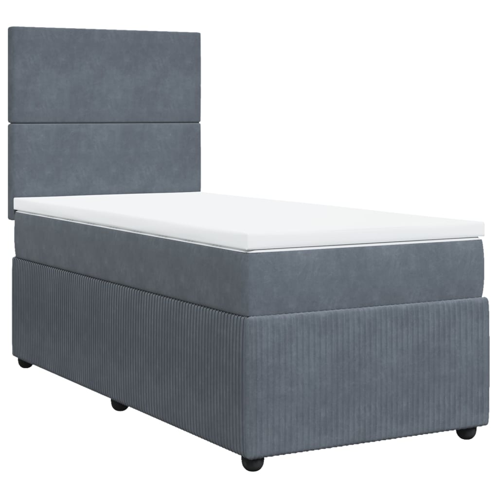 Boxspring met matras fluweel donkergrijs 90x190 cm Bedden & bedframes | Creëer jouw Trendy Thuis | Gratis bezorgd & Retour | Trendy.nl