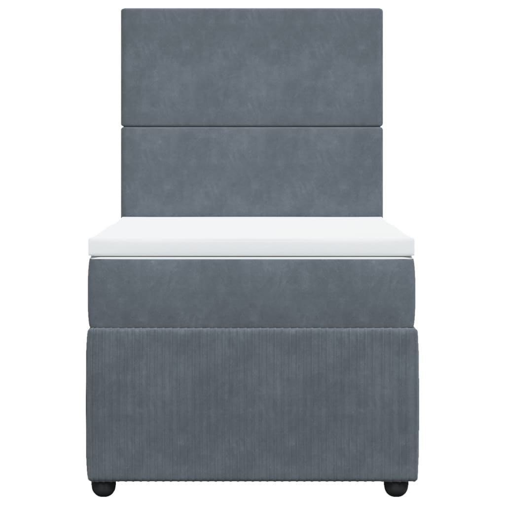 Boxspring met matras fluweel donkergrijs 90x190 cm Bedden & bedframes | Creëer jouw Trendy Thuis | Gratis bezorgd & Retour | Trendy.nl