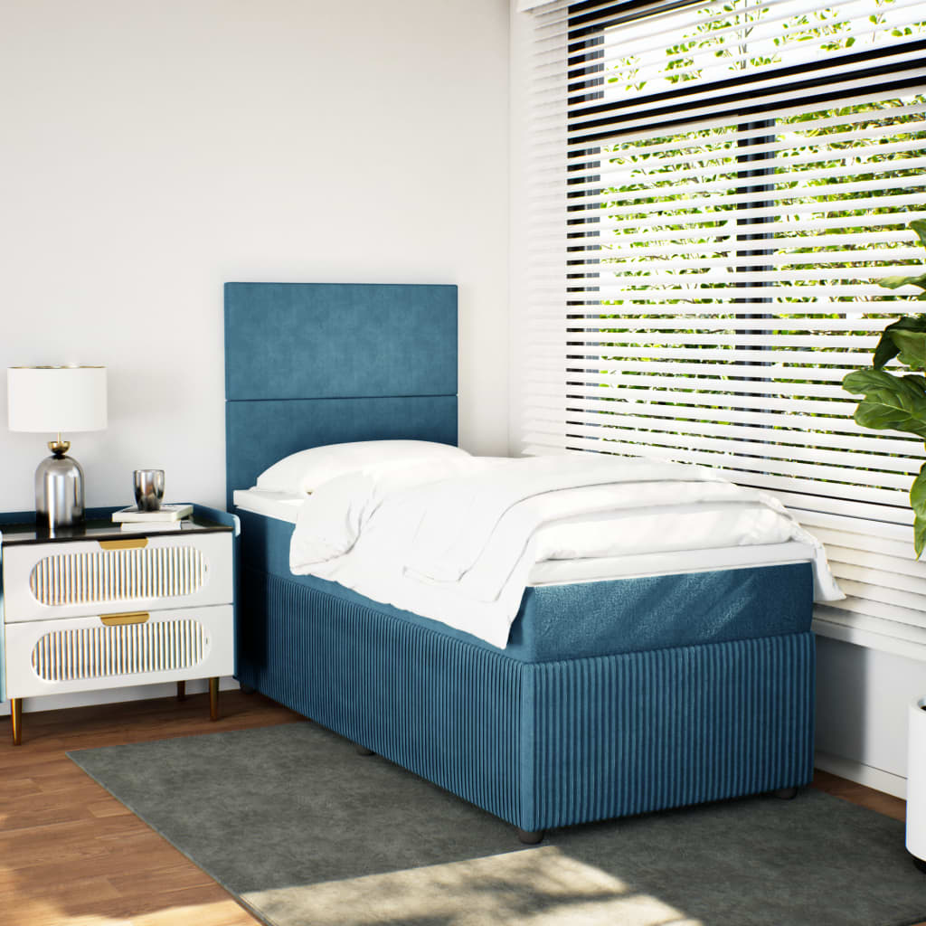 Boxspring met matras fluweel donkerblauw 90x190 cm Bedden & bedframes | Creëer jouw Trendy Thuis | Gratis bezorgd & Retour | Trendy.nl