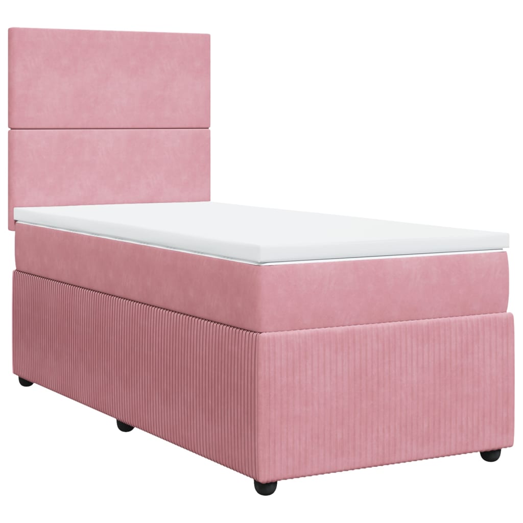 Boxspring met matras fluweel roze 90x190 cm