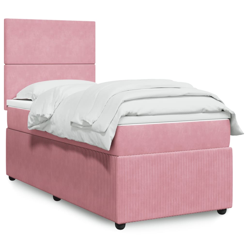 Boxspring met matras fluweel roze 90x190 cm