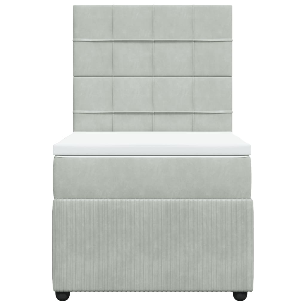 Boxspring met matras fluweel lichtgrijs 90x190 cm Bedden & bedframes | Creëer jouw Trendy Thuis | Gratis bezorgd & Retour | Trendy.nl