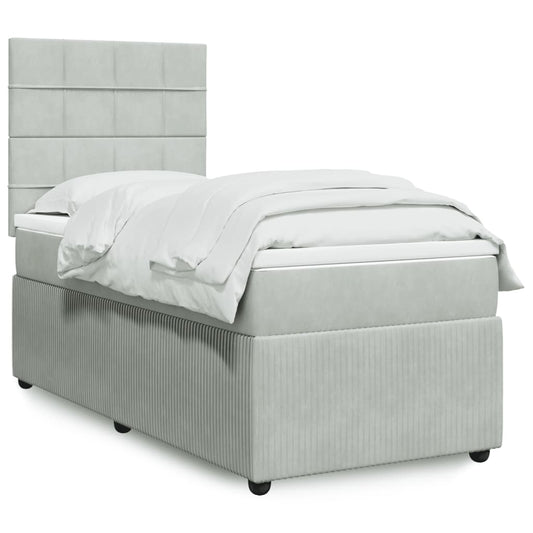 Boxspring met matras fluweel lichtgrijs 90x190 cm Bedden & bedframes | Creëer jouw Trendy Thuis | Gratis bezorgd & Retour | Trendy.nl