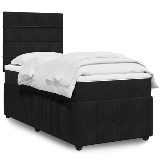 Boxspring met matras fluweel zwart 90x190 cm Bedden & bedframes | Creëer jouw Trendy Thuis | Gratis bezorgd & Retour | Trendy.nl