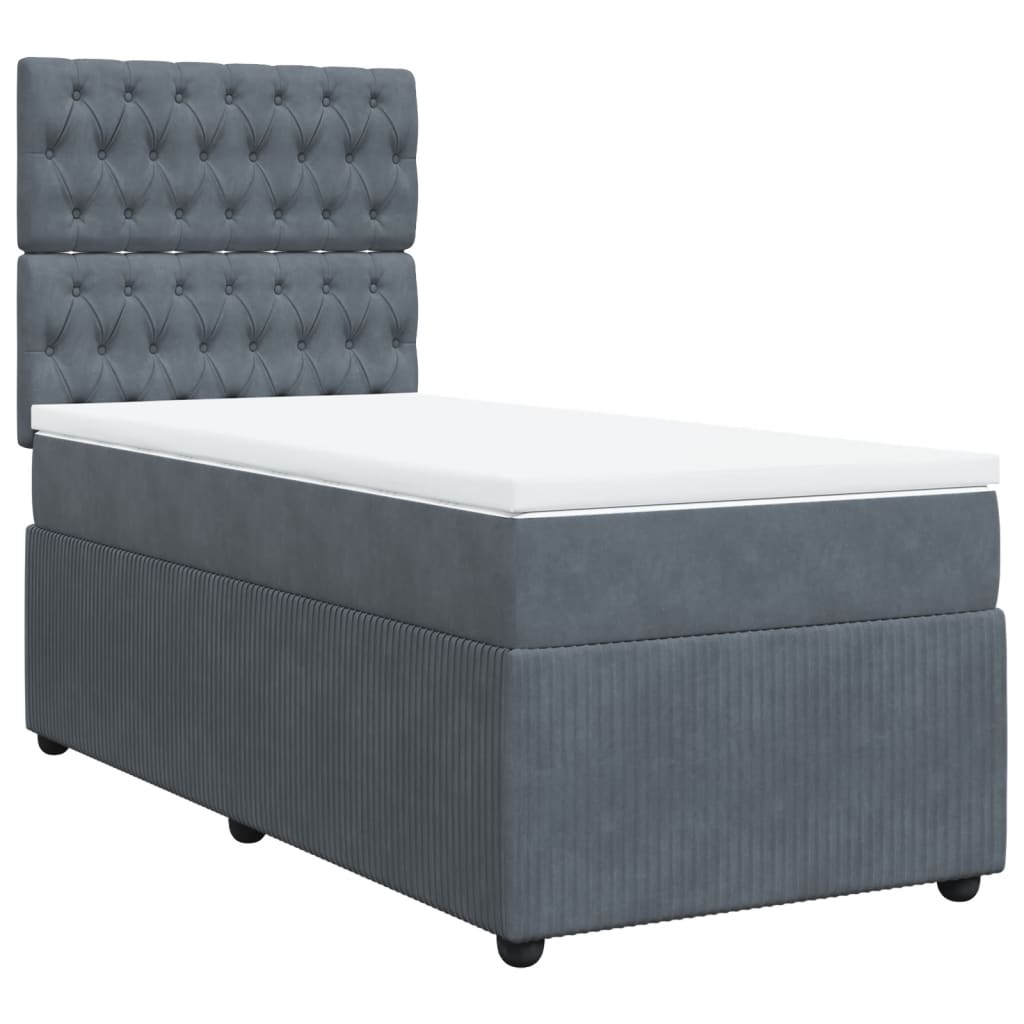 Boxspring met matras fluweel donkergrijs 90x190 cm Bedden & bedframes | Creëer jouw Trendy Thuis | Gratis bezorgd & Retour | Trendy.nl