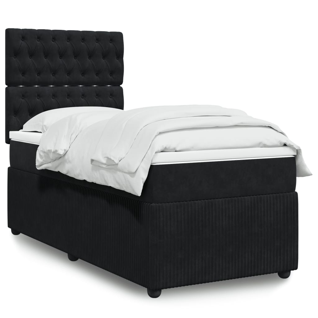 Boxspring met matras fluweel zwart 90x190 cm Bedden & bedframes | Creëer jouw Trendy Thuis | Gratis bezorgd & Retour | Trendy.nl