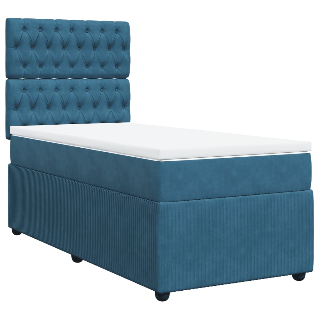 Boxspring met matras fluweel donkerblauw 90x190 cm Bedden & bedframes | Creëer jouw Trendy Thuis | Gratis bezorgd & Retour | Trendy.nl