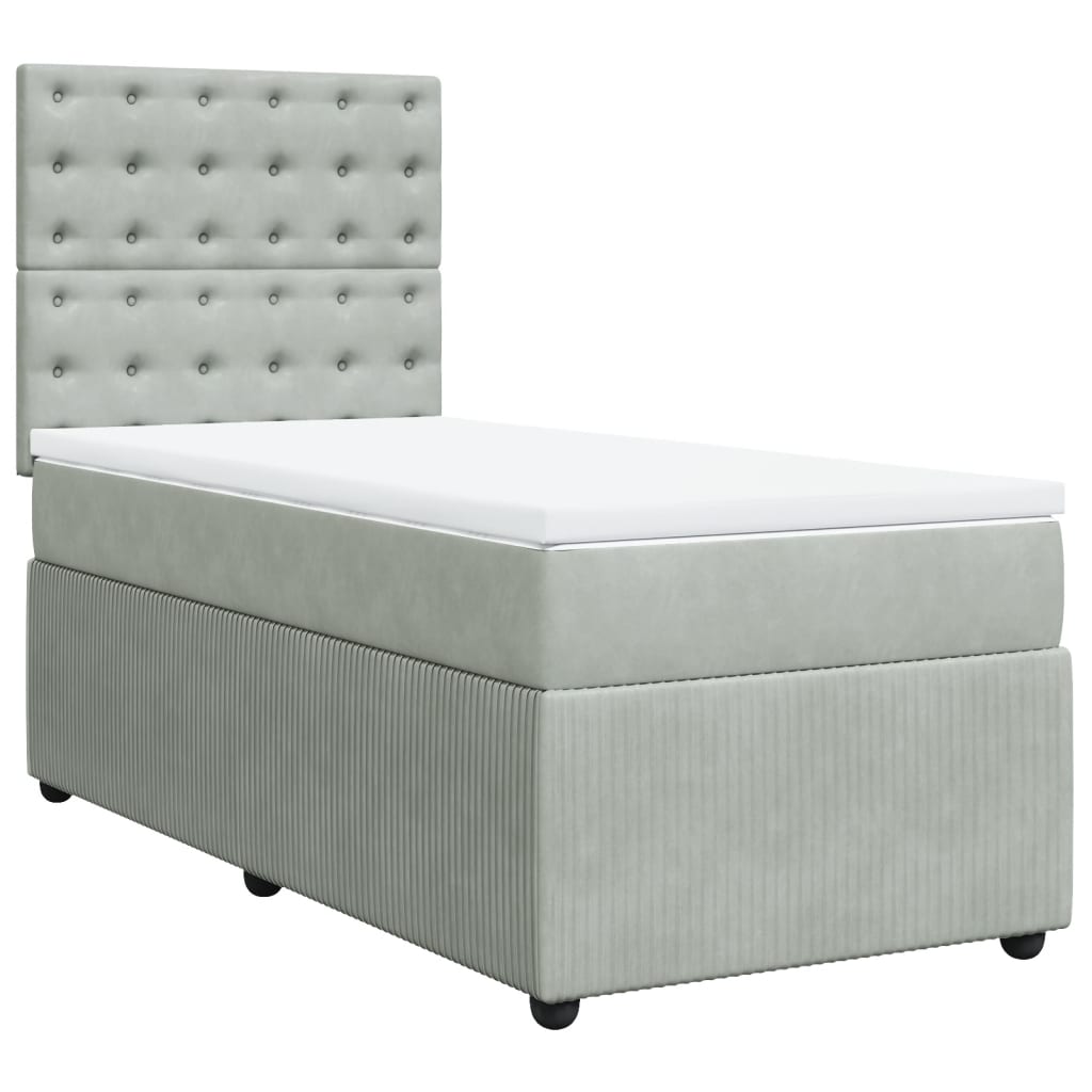 Boxspring met matras fluweel lichtgrijs 90x190 cm Bedden & bedframes | Creëer jouw Trendy Thuis | Gratis bezorgd & Retour | Trendy.nl