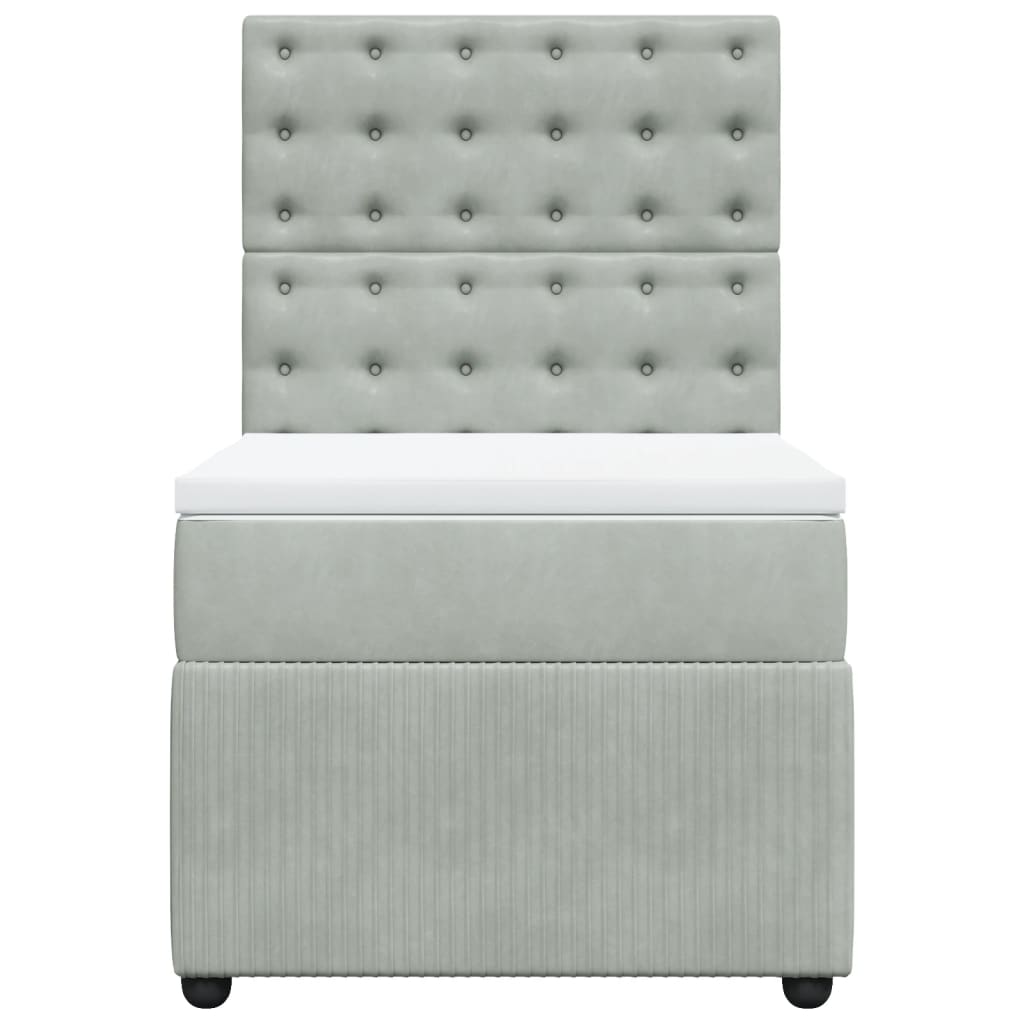 Boxspring met matras fluweel lichtgrijs 90x190 cm Bedden & bedframes | Creëer jouw Trendy Thuis | Gratis bezorgd & Retour | Trendy.nl