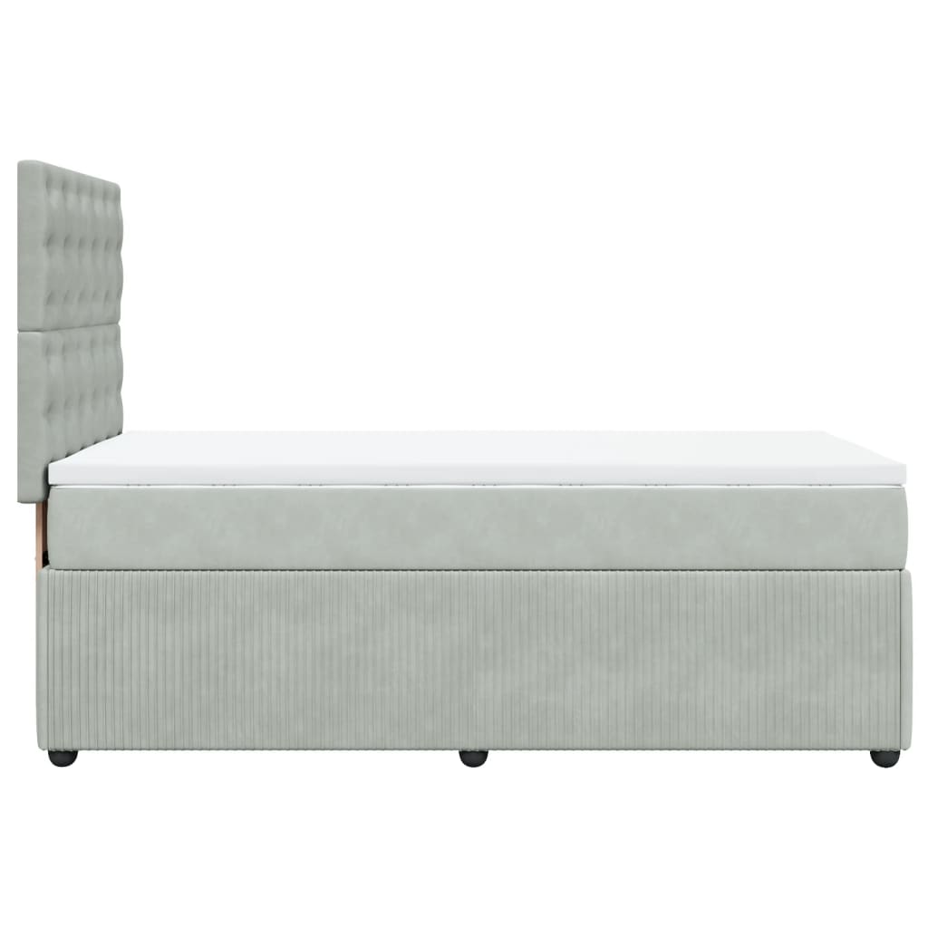 Boxspring met matras fluweel lichtgrijs 90x190 cm Bedden & bedframes | Creëer jouw Trendy Thuis | Gratis bezorgd & Retour | Trendy.nl