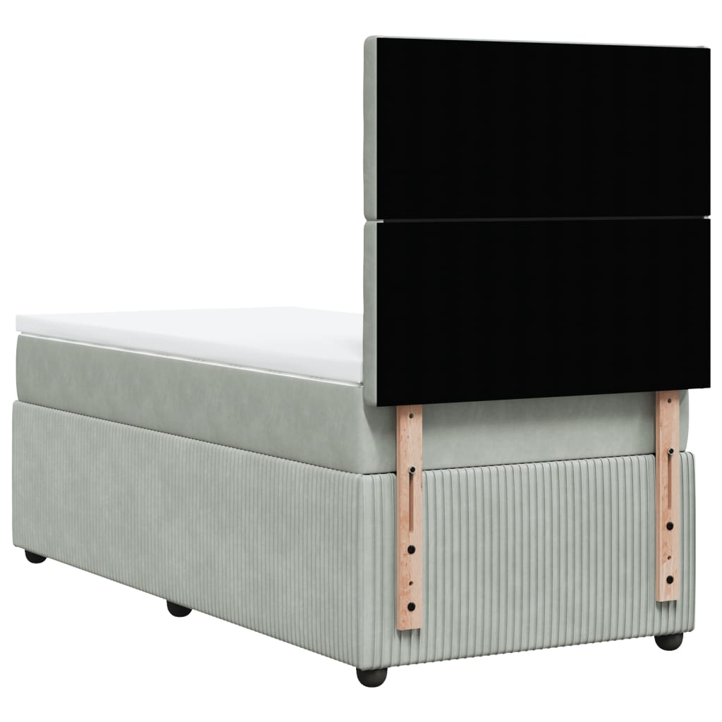 Boxspring met matras fluweel lichtgrijs 90x190 cm Bedden & bedframes | Creëer jouw Trendy Thuis | Gratis bezorgd & Retour | Trendy.nl