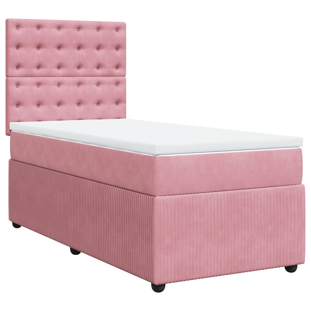 Boxspring met matras fluweel roze 90x190 cm Bedden & bedframes | Creëer jouw Trendy Thuis | Gratis bezorgd & Retour | Trendy.nl