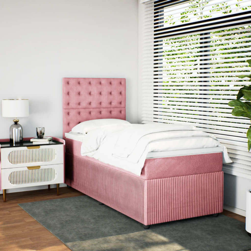 Boxspring met matras fluweel roze 90x190 cm Bedden & bedframes | Creëer jouw Trendy Thuis | Gratis bezorgd & Retour | Trendy.nl