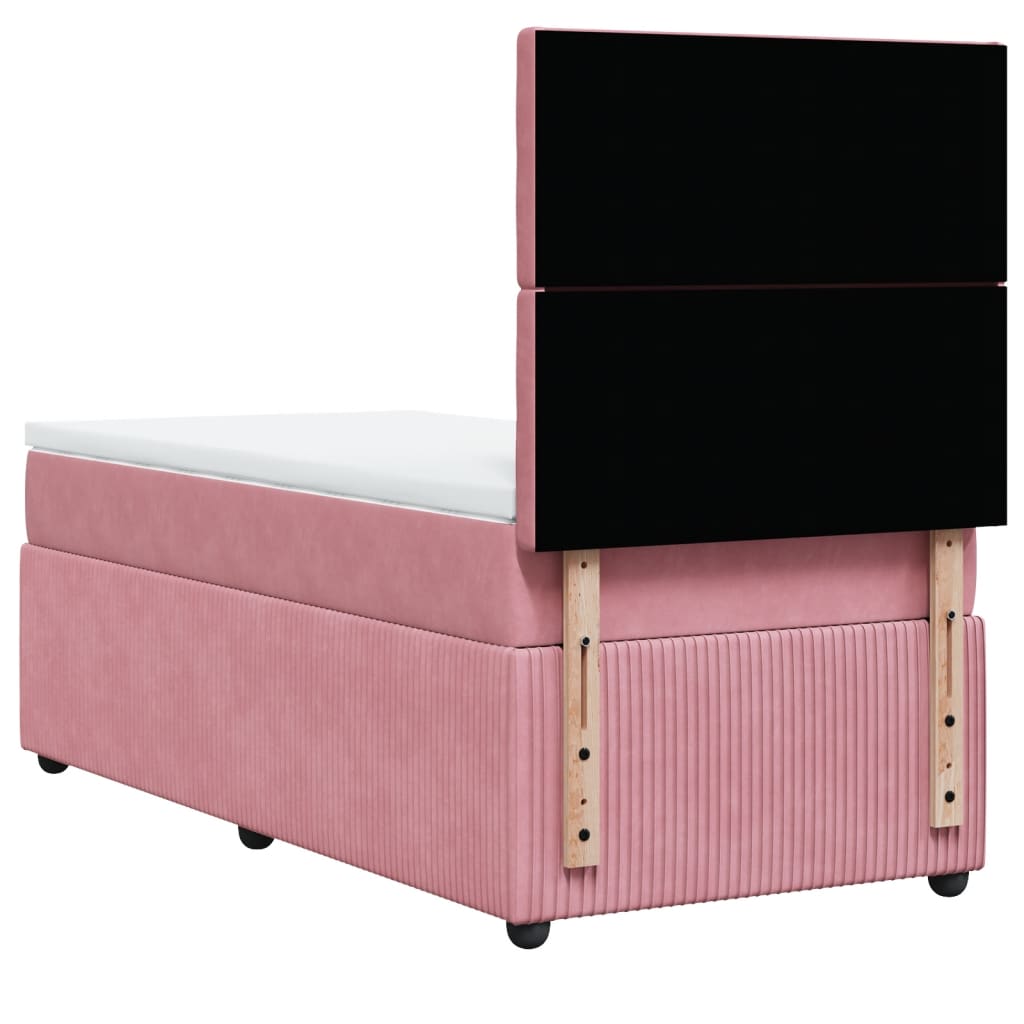 Boxspring met matras fluweel roze 90x190 cm Bedden & bedframes | Creëer jouw Trendy Thuis | Gratis bezorgd & Retour | Trendy.nl