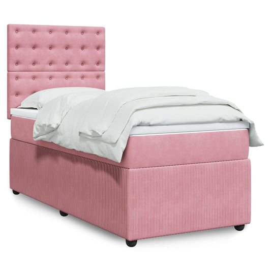 Boxspring met matras fluweel roze 90x190 cm Bedden & bedframes | Creëer jouw Trendy Thuis | Gratis bezorgd & Retour | Trendy.nl